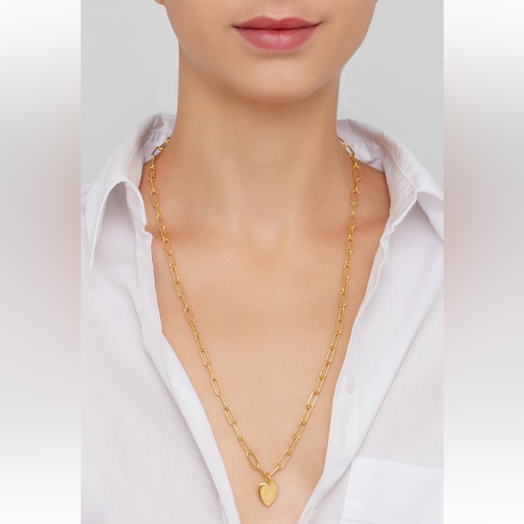 Adornia Gold Plated Paperclip Heart Pendant Necklace Nwt And Bag